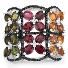 Load image into Gallery viewer, 8.38 Carat Genuine Multi Tourmaline .925 Sterling Silver Ring