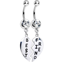 将图片加载到图库查看器,Clear Gem Best Friend Dedicated Heart Dangle Belly Ring Set