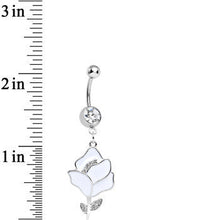 将图片加载到图库查看器,Clear Gem Stainless Steel White Opera Flower Dangle Belly Ring