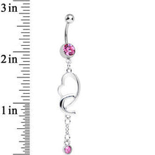 Load image into Gallery viewer, Pink Cubic Zirconia Fathoms of Love Heart Dangle Belly Ring