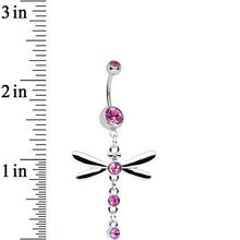 将图片加载到图库查看器,Pink Gem Midnight in the Bayou Dragonfly Dangle Belly Ring
