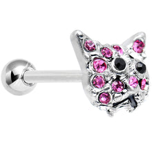 Load image into Gallery viewer, 18G Pink Gem Pretty Kitty Cat Cartilage Tragus Earring