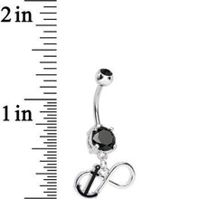 将图片加载到图库查看器,Black Double Cubic Zirconia Captain Anchor Infinity Dangle Belly Ring