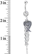 将图片加载到图库查看器,Clear Double CZ Chain Streamer Angel Wing Dangle Belly Ring