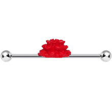 Load image into Gallery viewer, 14G Red Blooming Carnation Flower Industrial Barbell 36mm