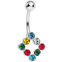 Load image into Gallery viewer, Multicolored Gem Universal Flux Inverse Square Belly Ring