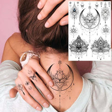 Load image into Gallery viewer, 53 Sheets Black Lace Temporary Tattoos Sticker Butterfly Flower Fake Tatoo Sticker Sexy Black Henna Temporary Tattoos For Women