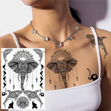 Load image into Gallery viewer, 53 Sheets Black Lace Temporary Tattoos Sticker Butterfly Flower Fake Tatoo Sticker Sexy Black Henna Temporary Tattoos For Women