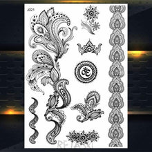 Load image into Gallery viewer, 53 Sheets Black Lace Temporary Tattoos Sticker Butterfly Flower Fake Tatoo Sticker Sexy Black Henna Temporary Tattoos For Women