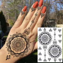 Load image into Gallery viewer, 53 Sheets Black Lace Temporary Tattoos Sticker Butterfly Flower Fake Tatoo Sticker Sexy Black Henna Temporary Tattoos For Women