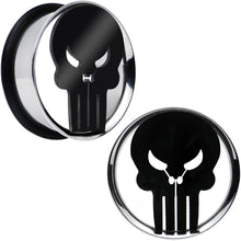 Load image into Gallery viewer, 1 inch Licensed The Punisher Single Flare Steel Tunnel Plugs Set