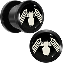 Load image into Gallery viewer, 00G Licensed White Spider-Man Logo Black PVD Screw Fit Plugs Set