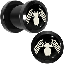 Load image into Gallery viewer, 0G Licensed White Spider-Man Logo Black PVD Screw Fit Plugs Set
