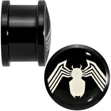 Load image into Gallery viewer, 5/8 Licensed White Spider-Man Logo Black PVD Screw Fit Plugs Set