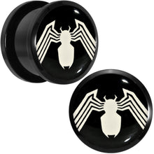 Load image into Gallery viewer, 5/8 Licensed White Spider-Man Logo Black PVD Screw Fit Plugs Set