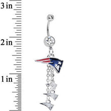 Load image into Gallery viewer, Clear Gem Proud New England Patriots NFL Dangle Belly Ring