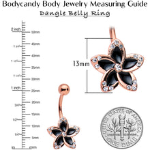 Load image into Gallery viewer, Clear Gem Rose Gold Plated Midnight Pitch Flower Belly Ring