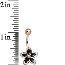 Load image into Gallery viewer, Clear Gem Rose Gold Plated Midnight Pitch Flower Belly Ring