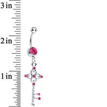 将图片加载到图库查看器,Pink Gem Sparkling Twisted Key Dangle Belly Ring