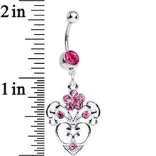 将图片加载到图库查看器,Pink Gem Flowering Heart Dangle Belly Ring