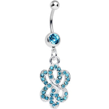 将图片加载到图库查看器,Aqua Gem Sparkling Sailor Knot Dangle Belly Ring