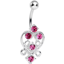 Load image into Gallery viewer, Pink Gem Lovely in Lace Heart Belly Ring