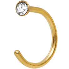 Load image into Gallery viewer, 20G 1/4 Clear Gem Gold Anodized Titanium Nose Hoop