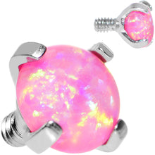 Load image into Gallery viewer, 14G 4mm Faux Pink Prong Set Opal Titanium Dermal Top