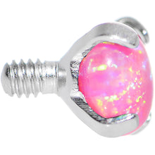 Load image into Gallery viewer, 14G 4mm Faux Pink Prong Set Opal Titanium Dermal Top