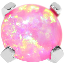 Load image into Gallery viewer, 14G 4mm Faux Pink Prong Set Opal Titanium Dermal Top