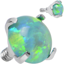 Load image into Gallery viewer, 14G 5mm Faux Green Prong Set Opal Titanium Dermal Top