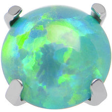 Load image into Gallery viewer, 14G 5mm Faux Green Prong Set Opal Titanium Dermal Top