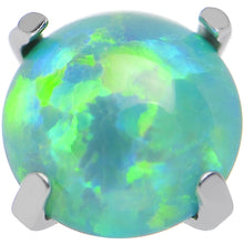 Load image into Gallery viewer, 14G 5mm Faux Green Prong Set Opal Titanium Dermal Top