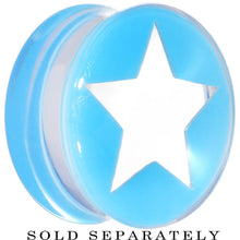 Load image into Gallery viewer, Clear Light Blue Acrylic Wish on a Star Saddle Plug 2G to 20mm