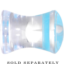 Load image into Gallery viewer, Clear Light Blue Acrylic Set Sail Nautical Anchor Saddle Plug Available in Sizes 6mm to 20mm