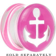 将图片加载到图库查看器,Clear Pink Acrylic Set Sail Nautical Anchor Saddle Plug Available in Sizes 6mm to 20mm