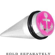 Load image into Gallery viewer, 18mm Clear Pink Acrylic Set Sail Nautical Anchor Taper