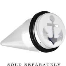 Load image into Gallery viewer, 20mm Clear White Acrylic Set Sail Nautical Anchor Taper