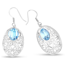 Load image into Gallery viewer, 10.72 Carat Genuine Blue Topaz .925 Sterling Silver Earrings