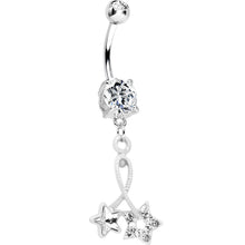 将图片加载到图库查看器,Clear Double Gem Twin String of White Stars Dangle Belly Ring