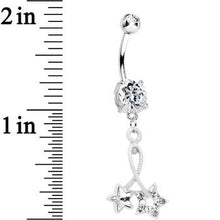 将图片加载到图库查看器,Clear Double Gem Twin String of White Stars Dangle Belly Ring