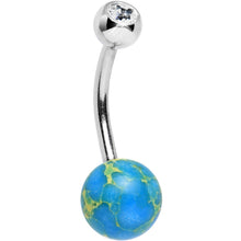 将图片加载到图库查看器,Clear Gem Terra Firma Planetary Aqua Stone Belly Ring