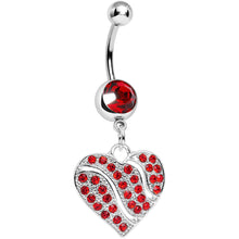 将图片加载到图库查看器,Red Gem Sparkling Rivers of Love Heart Dangle Belly Ring