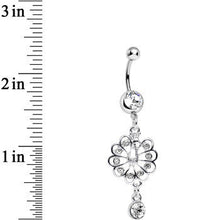 Load image into Gallery viewer, Clear Gem Enchanted Open Tail Peacock Dangle Belly Ring