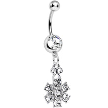 将图片加载到图库查看器,Clear Gem Potted Peony Flower Dangle Belly Ring