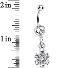 将图片加载到图库查看器,Clear Gem Potted Peony Flower Dangle Belly Ring