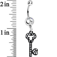 将图片加载到图库查看器,Clear Gem Eternal Secret Black Key Dangle Belly Ring