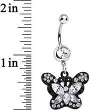 Load image into Gallery viewer, Clear Gem Passionate Black Butterfly Dangle Belly Ring
