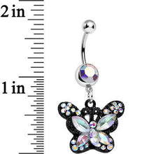 将图片加载到图库查看器,Aurora Gem Passionate Black Butterfly Dangle Belly Ring