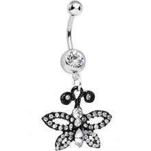 将图片加载到图库查看器,Clear Gem Sublime Sparkling Black Butterfly Dangle Belly Ring